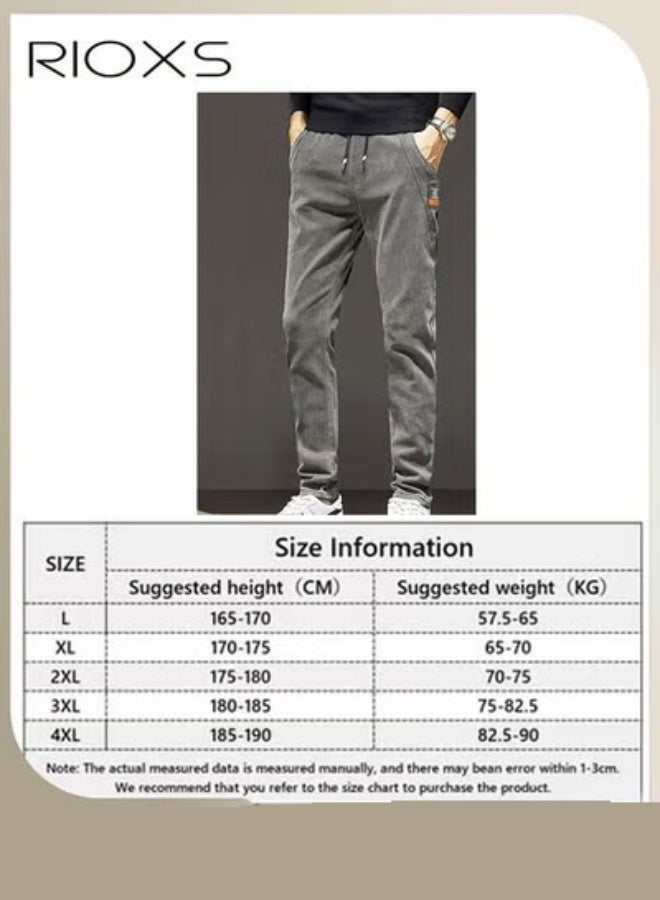 RIOXS Men's Denim Pants, Slim Fit Jeans With Tight Legs For Men, Casual Long Pants, Elastic Waist Jeans, Drawstring Denim Pants With 4 Pockets, Comfy Mid-Rise Trousers For Daily Wear Or Outdoor Activities, Stylish Jeans For Daddy Family Friends - Image 5